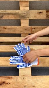 Găng tay lao động Wadfow WKG1801 bao tay dệt kim phủ hạt nhựa PVC size XL Găng tay len bảo hộ chống nắng sửa chữa