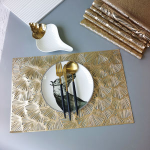 Loftyan Gold Metallic Placemat For Dinner Table Hollow Heat-insulated Waterproof Non Slip Mats Home Decoration 12 x 18inch