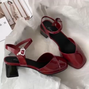 Boss Go New Arrival – Y2K Vibe Mary Jane Sandals 6cm Chunky Heel Hook & Loop Lock Glossy Jelly Rubber for Bold Retro Look