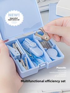 Mini Study Supplies Stationery Set High Aesthetic Value Student Full Tool Kit Binding Machine Punching Device Planwith Brand