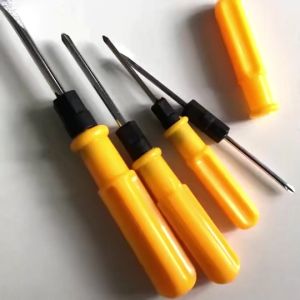 Bộ 2 Cây Tuốt Nơ Vít Lớn Nhỏ 2 Đầu Bake/Dẹp Thay Đổi Có Từ Tính Cán Nhựa Màu Vàng Size Dài 13cm/15cm Tiện Dụng