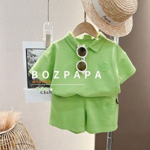 Boys Summer Casual Wear Short Sleeve Polo Shirt Set Stylish Childrens Clothing Thin Two-Piece Suit for Active Boys