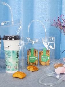 Tas Mika tenteng  PVC polos transparan - goodie bag hampers -  tote bag - kantong souvenir / ulang tahun transparan bening