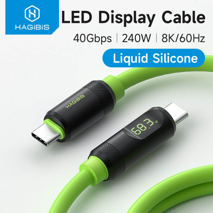 Hagibis Usb C Fast Charger Cable With Led Display Pd W Gbps K Hz High Definition Video