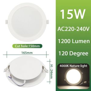 1PCS 220V 4&5 inch LED Downlights 12W/15W3000K or 4000KSuper-BrightAnti-FlickerPremier Choice for Foyer Living Room Ceilings