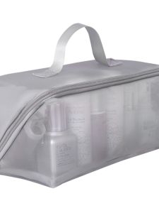 กระเป๋าเครื่องสำอางผู้หญิงขนาดใหญ่พกพาสะดวก 2024 กระเป๋าเก็บของสำหรับเดินทางแบบพับได้พร้อมสายสะพายไหล่ กระเป๋าเก็บของในกระเป๋าเดินทาง