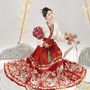 Shangguan Yingming Hanfu Fengxi New Chinese Style National Trend Horse Tail Skirt Womens Daily Commute Set Polyester Fiber
