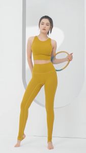 ☘️NEW☘️ Set Bộ Tập Yoga Gym A-103 Áo Croptop Mút Liền + Quần Legging Đạp Gót Siêu Hắc Dáng Cao Cấp