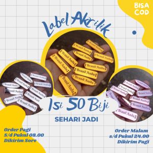 Label Hijab Brand Rebranding Acrylic Akrilik Hijab Gamis Kaos Souvenir Isi 50 Biji
