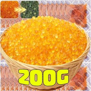 【XZxinzhan】200g Orange Waterproof Silica Gel Beads Moisture Absorber Colors-Change Silicone Gel Packs Electronic Product Dehumidifie Desiccant