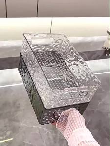 Giá Trị Cao Ánh Sáng Sang Trọng Mẫu Sông Băng Hộp Đựng Đồ Có Thể Xếp Chồng Lên Nhau Để Bàn Giỏ Đựng Mỹ Phẩm Acrylic Trong Suốt