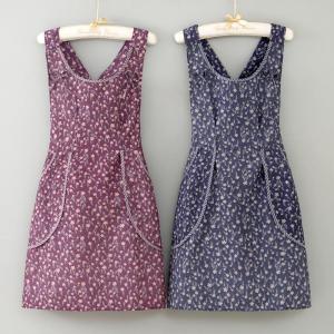 Trendy Canvas Apron Womens Kitchen Home Use Breathable Wear Resistant Fashionable Cute Summer Work Uniforms for Office