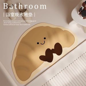 2025 New Tech Leather Silicon Clay Bathroom Mat Anti-Slip Quick Dry Entrance Door Mat Home Use Simple Style Machine Knitted