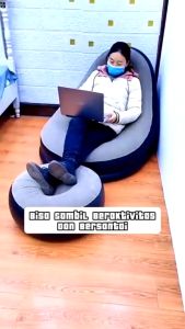 Sofa Santai Angin Intime/ Kursi Santai Dengan Sandaran Kaki/Kursi Dek Malas Lipat Kursi Malas Tiup Sofa Udara untuk Kamar Tidur Ruang Tamu Dalam Ruangan Piknik Berkemah Perjalanan Luar Ruangan