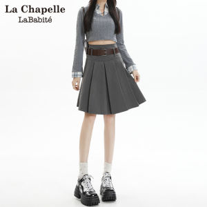 La Babite Grey Suit Style Pleated Skirt High Waist Mini Skirt Womens A-Line Half-length Skirt College Style Commute Fashion