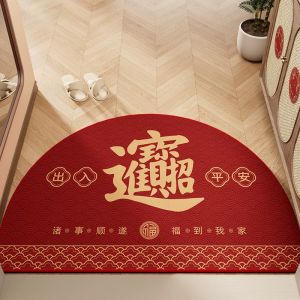 Thảm Trải Sàn Hình Bán Nguyệt Phong Cách Trung Quốc VIKAMA Thảm Trải Sàn Hiên Nhà Bằng Polyester Hiện Đại Chống Trượt Chống Bụi Bẩn Cho Phòng Tắm Lối Vào Nhà