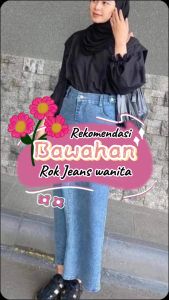 ROK JEANS SPAN THEANA STANDAR JUMBO // Rok jeans wanita dewasa standar dan jumbo
