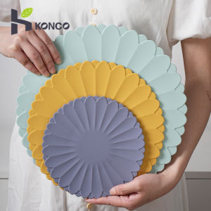 Konco Silicone Insulation Mat Dining Mat Heat-resistant and Heat-resistant Bowl and Plate Mat Flower Shape Coasters table decor mat pot mat