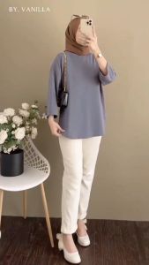 Atasan Wanita Terbaru Momolabu Blus Kaos Katun Combed 24s Apk Sablon LD 90 - 130 cm Jumbo Baju Remaja Muslimah Simpel