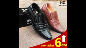 Giày tây nam da bò thật 100% tăng chiều cao 6cm - kiểu dáng lịch sự có điểm nhấn hạn chế bị nhăn da (dd03)