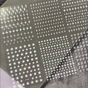 6Pcs 3D White Star English Letter Nail Stickers Y2K Four-Pointed Pentagram Self-Adhesive Nails Decal Starlight Manicure Sliders