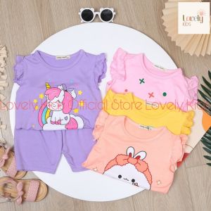 [Mới Về] Quần Áo Trẻ Em Cộc Tay Mùa Hè cho Bé Gái Minky mom Set Đồ Bộ Hè Chất Thun Lạnh Ngắn Tay Cho Bé  Gái CÁNH TIÊN Lovely Kids Official Store