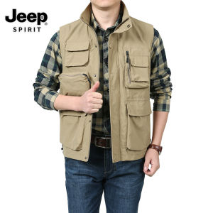 Jeep Spirit 1941 estd Áo vest nam nhiều túi thể thao câu cá ngoài trời phóng viên nhiếp ảnh Áo vest nam đơn giản