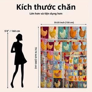 Chăn Chắp Vá VIKAMA Hen Mềm Mại Thân Thiện Với Làn Da Không Rụng Lông Phong Cách Nông Thôn Dùng Trang Trí Cho Phòng Khách Phòng Ngủ Du Lịch