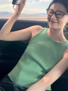 Áo Ba Lỗ Không Tay Dệt Kim Bằng Lụa Băng Cho Nữ Mùa Hè Thiết Kế Nhỏ Gọn Áo Khoác Ngoài Ôm Vừa Vặn Gợi Cảm Không Tay Áo Khoác Ngoài