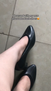 Womens Fashion Black Shoes Rubber Non-Slip Student Black Shoes Slip-on Fashion Black Shoes for Outdoor Wear Womens Work Black Shoes