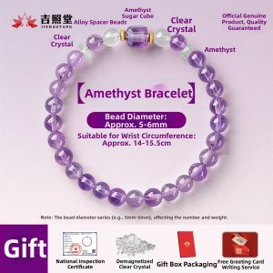 JIZHAOTANG | Natural Amethyst and White Quartz Womens Bracelet