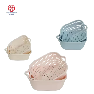 Set Rổ 6 Món Việt Nhật - Rổ Nhựa Đựng Đồ Vuông Cao Cấp Kèm Chậu 6 Món [MS:3288-3289-3290] - Rổ nhựa chữ nhật kèm chậu bộ 6 món  rổ rửa rau củ hoa quả