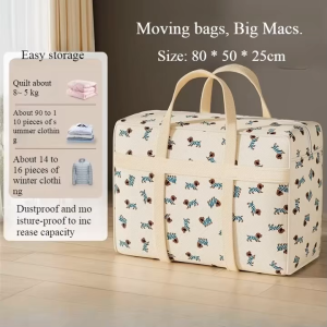 (Ready Stock)5PCS Foldable Quilt Storage Bag Large Capacity Cartoon Pattern Clothes Storage Bins Handle Dust-Proof Clothing Storage Bag/Beg simpanan/beg pembungkusan