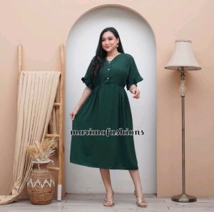 HANA DRESS DASTER RUFFLE MIDI HOME DRESS CREEP TERBARU