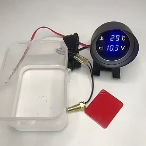 ยกลังสุดคุ้ม!! 12V/24V โวลต์มิเตอร์ เกจวัดความร้อน 2 in 1 LED รถน้ำวัดอุณหภูมิ 0 ~ 120 ℃ องศาเซลเซียส มาตรวัดอุณหภูมิ มาตรวัดแรงดันไฟ พร้อมเซนเซอร์ 10mm
