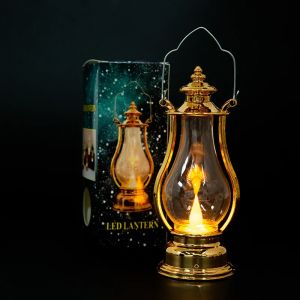 Led Retro Small Oil Lamp Portable Wind Light Kettle Electronic Candle Lamps Bedroom Living Room Decoration Kerosene Lights