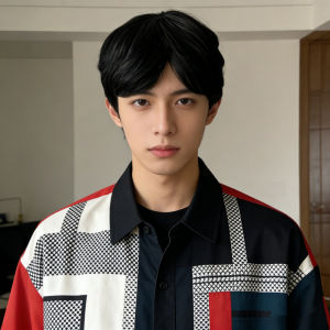 Korean boy group fashion broken bangs short straight hair mechanism high temperature silk full headgear styling dress wig
