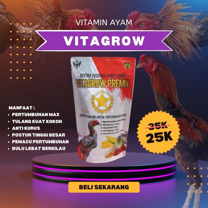 VITAGROW PREMIX Vitamin & pakan tambahan ayam agar ukuran besar tulang kuat postur bagus