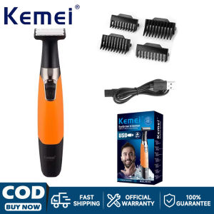 Kemei มีดโกนหนวดไฟฟ้ากันน้ำ USB แบบชาร์จไฟได้มีดโกนหนวดเคราสำหรับผู้ชาย
