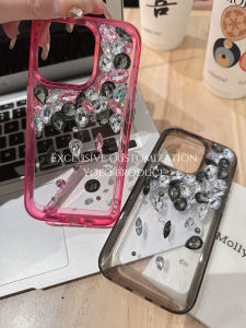 YOLO Glitter Crystal Sweet Cool Phone Case for iPhone 17 pro Max 16 pro 14 Full Cover Soft Shell Sparkling Gemstone Design