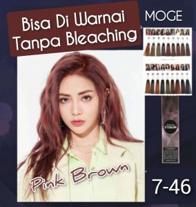 MOGE Profesional 7.46 Pink Brown permanen Tanpa Bleaching 6% 9% 12% 100ml oxydant ( campuran ) cat rambut 100gr 3° socolor Wonder WL ash abu majifasion hair colour