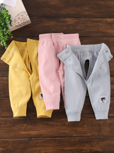 กางเกงสายเดี่ยวฤดูใบไม้ผลิและฤดูใบไม้ร่วงสําหรับทารกแรกเกิดอายุ6-9เดือน0-1ขวบกางเกงฤดูใบไม้ร่วงผ้าฝ้ายแท้ไร้โครงสําหรับเด็กทารกชายและหญิง