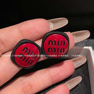 Black And Red Color Collision Geometric Letter Hoop Earrings Womens Fashion Jewelry Unique Personality Ear Jewelry