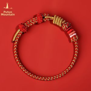 PUTUOSHAN | Handmade Red Rope Gold Snake Handchain