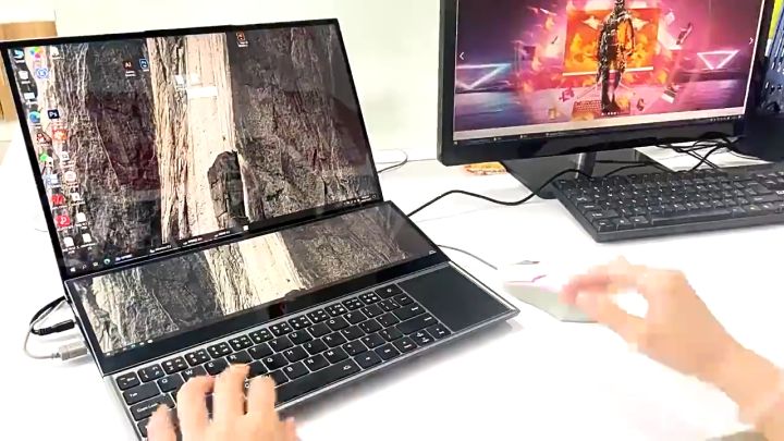 SZBOX Dual Screen Intel Xeon W-10855M/i7-10875H 16 Inch+14 Inch Touch Screen Gaming Laptop Windows 11 DDR4 Dual RAM+Dual ROM Portable Office Notebook Computer PC