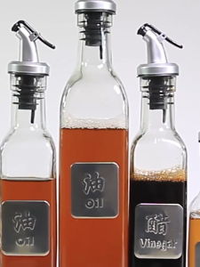 500ml Oil Dispenser Lead-Free Glass Bottle Press Open Condiment Sauce Botol Minyak 油瓶 MY Ready Stock