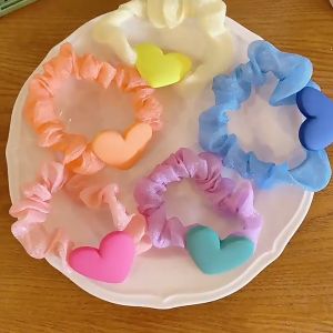 Cột tóc chun cột tóc vải voan phối tim màu ngoạt ngào