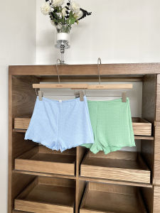 High Waist Wood Grain Edge Greenish Yellow Summer Casual Shorts Womens A-Line Wide Leg Boot Pants Tummy Control Buttocks Lifting