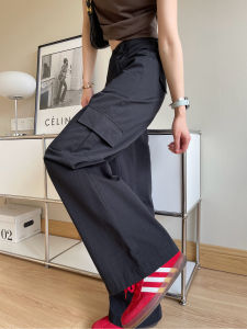 Black American Style Loose Wide Leg Workwear Pants High Waist Straight Cut Spring Autumn New Arrival Womens Casual Trousers