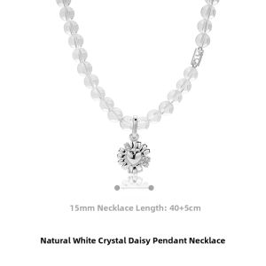 Zircon Pendant White Crystal Beaded Necklace